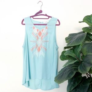 Umgee Sleeveless Top with Embroider Detail